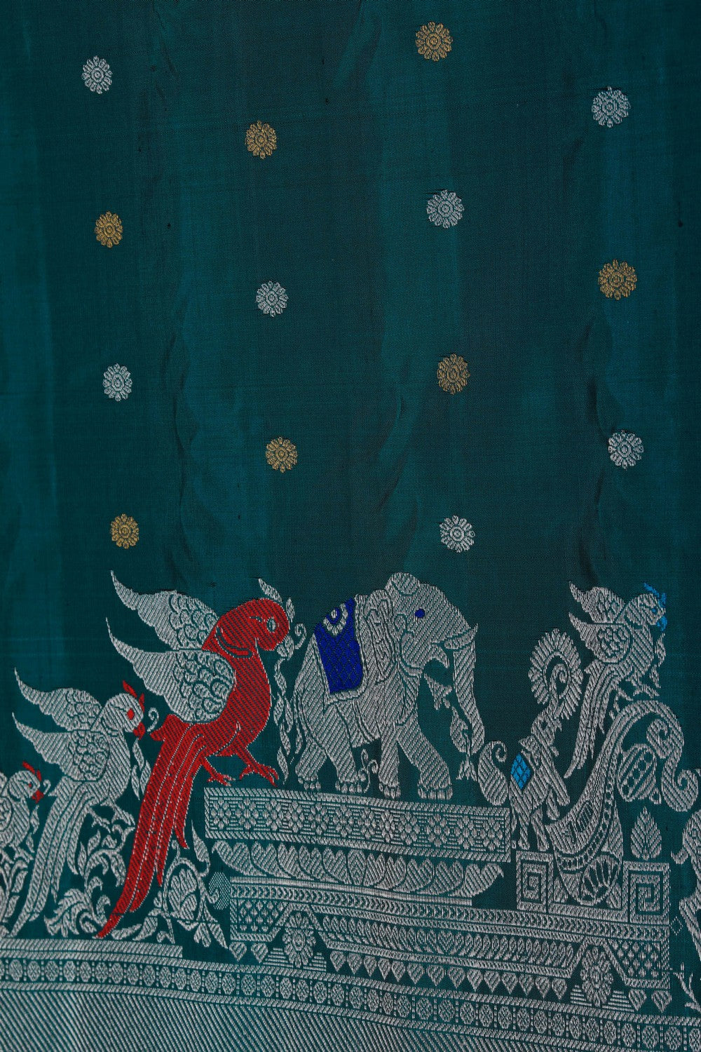 Image of Gadwal Silk Teal Blue Saree